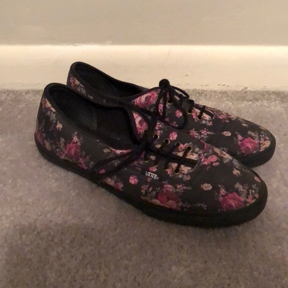 black and floral vans